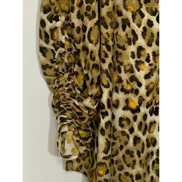 Peter Nygard Womens Blouse Button Down Animal Print Yellow Black XL - Picture 5 of 8